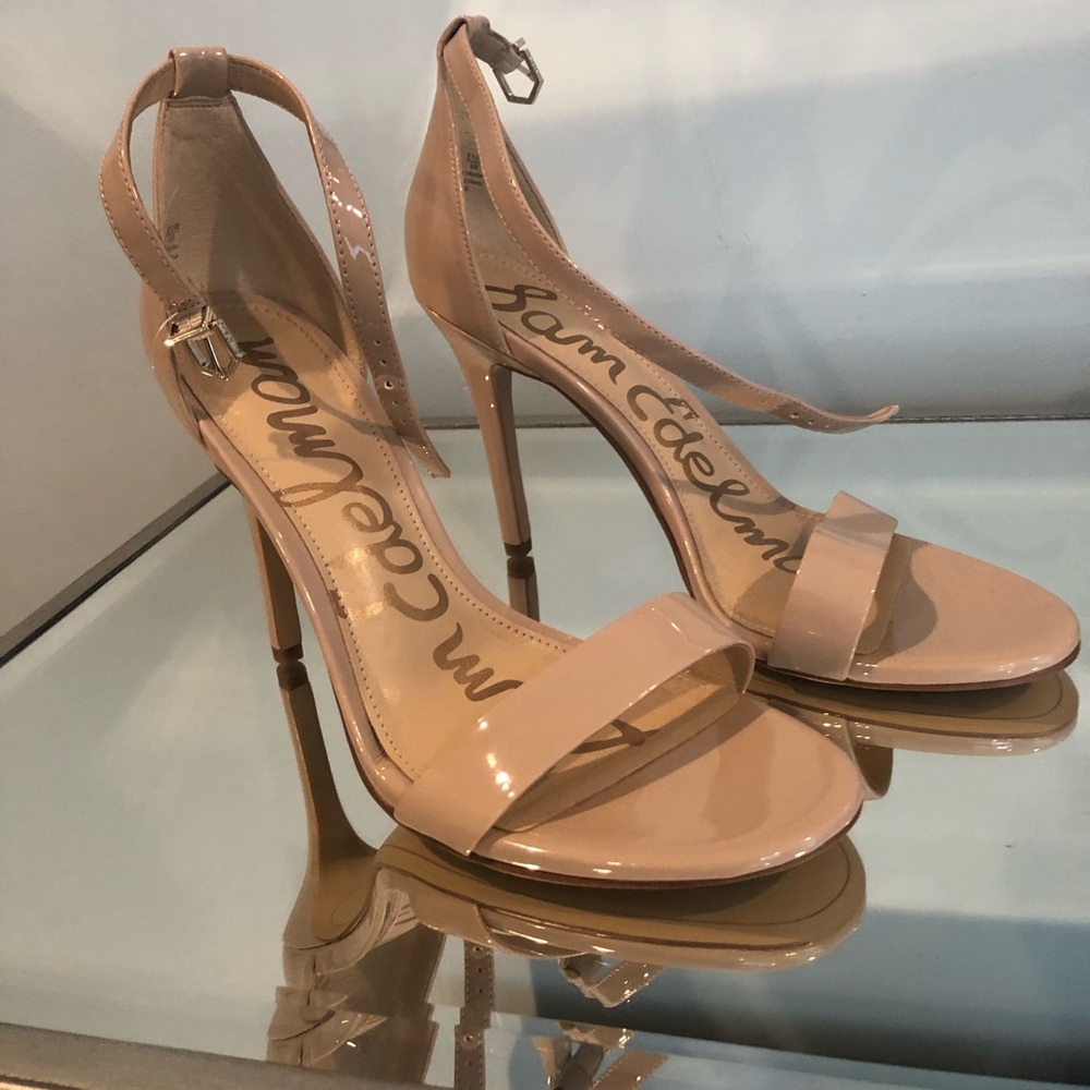 Worn once Nude patent Ankle Strap heels